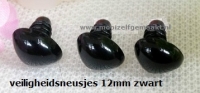 Veiligheidsneusje glad zwart 12 mm per stuk