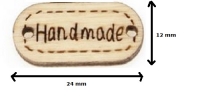 houten labels 5 stuks Handmade 12 x 24 mm