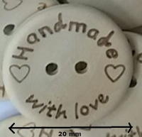 houten knopen 5 stuks Handmade with love 20mm