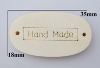 Houten labels Hand made 5 stuks 35 x 18 mm