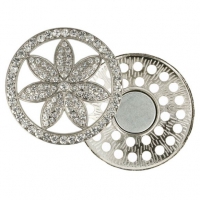 Magnetische broche bloem 45mm zilver